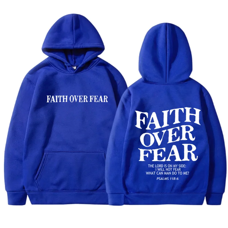 FAITH OVER FEAR Print Hoodies  - đánh giá và giá Fear Of God Essential