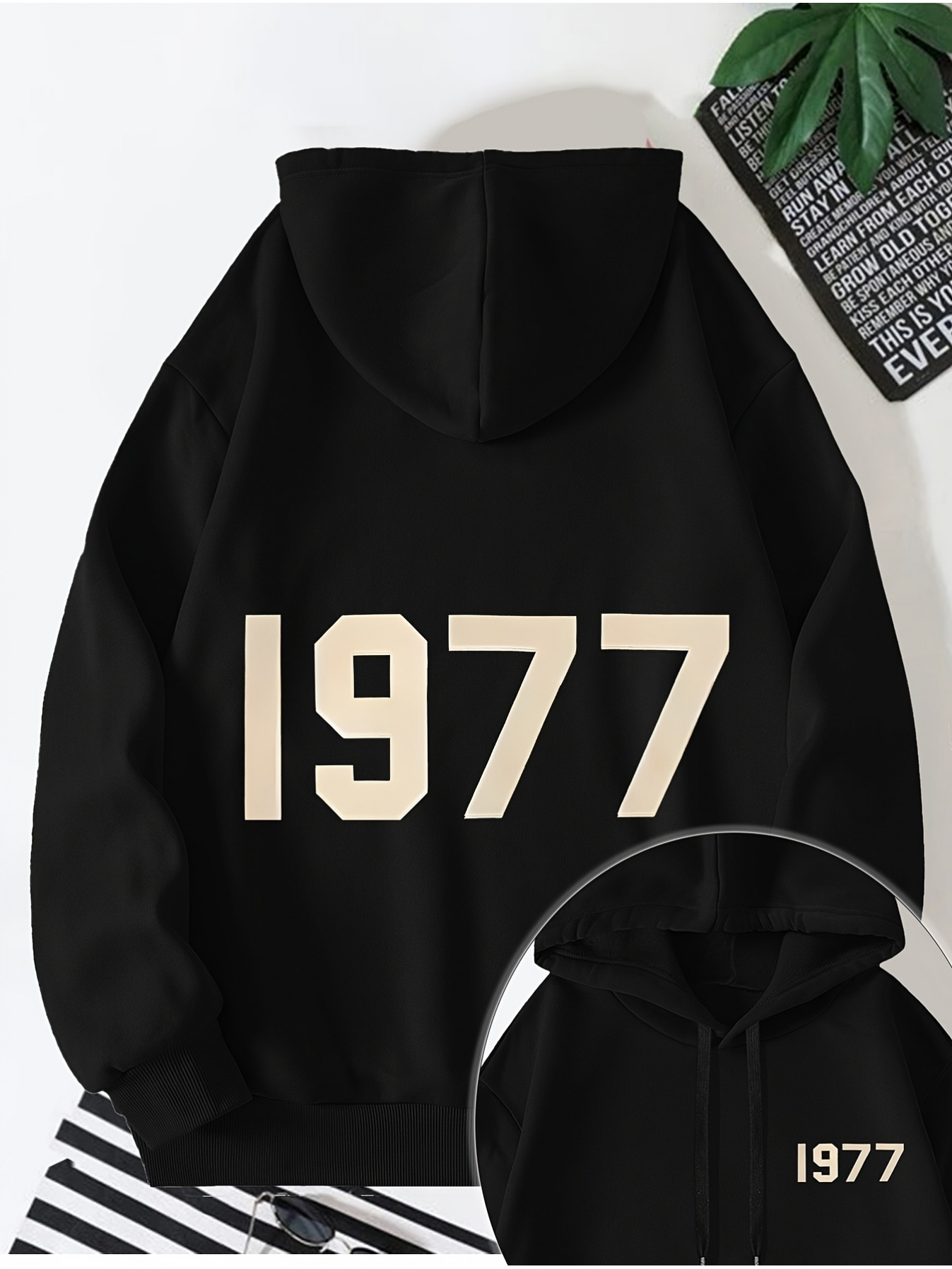 1977 Letter Print Hoodie with  - đánh giá và giá Fear Of God Essential